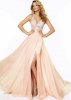 Blush Halter Beaded Lace Chiffon Side Slit Evening Gown.jpg